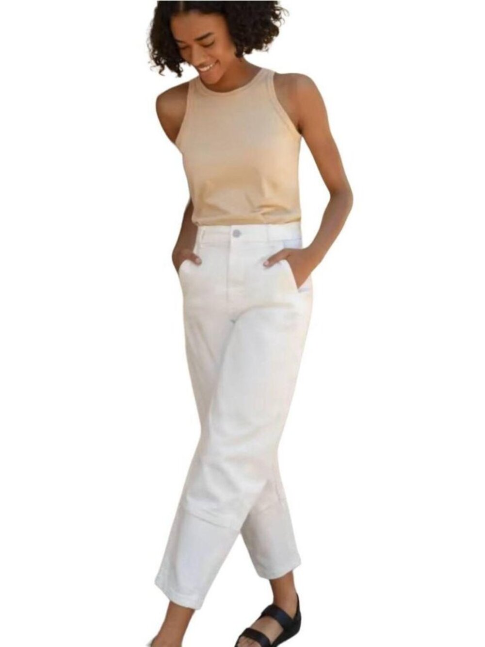 The Everlane Utility Barrel Pants in White Size 12